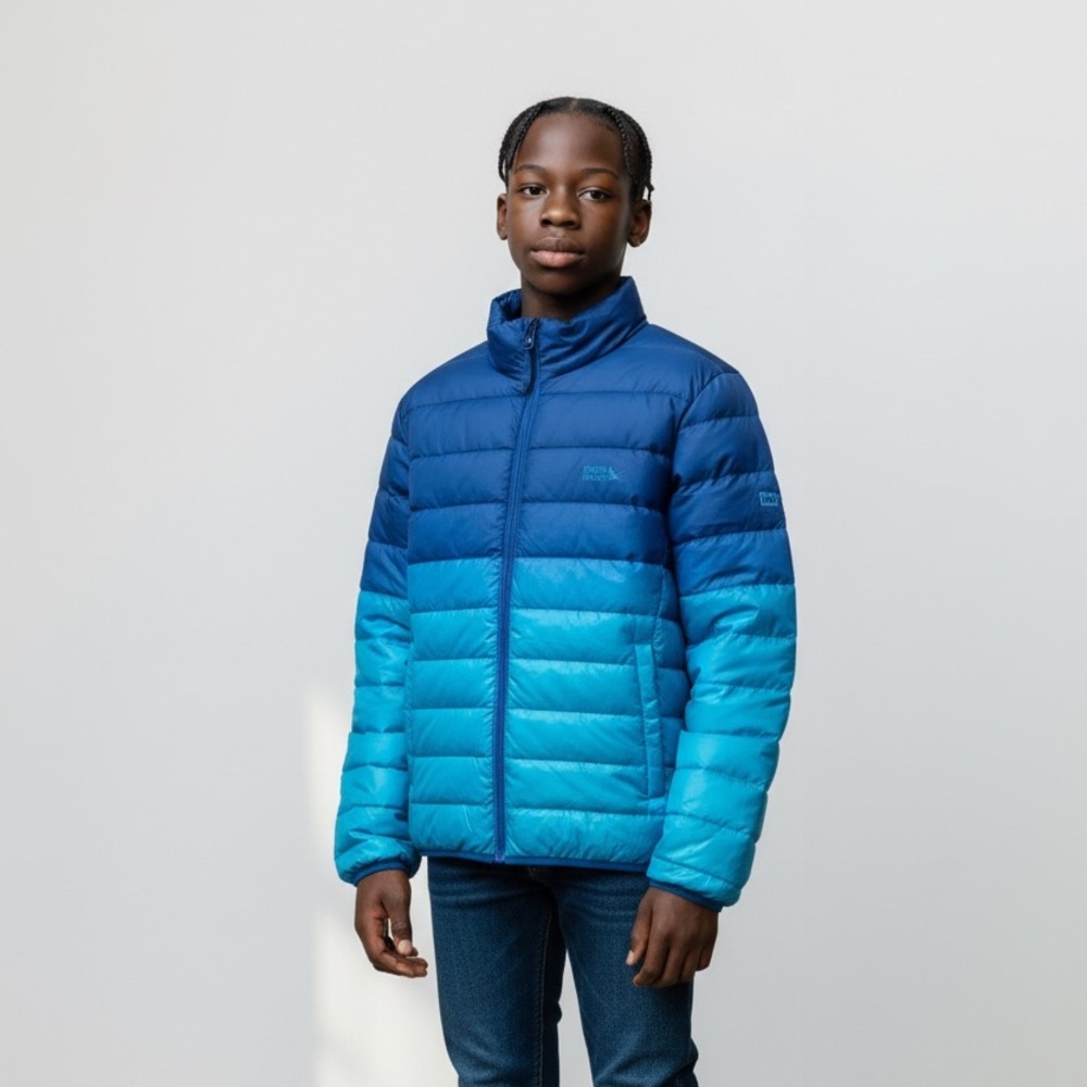 Eddie Bauer Blue Ombre packable Puffer Jacket new